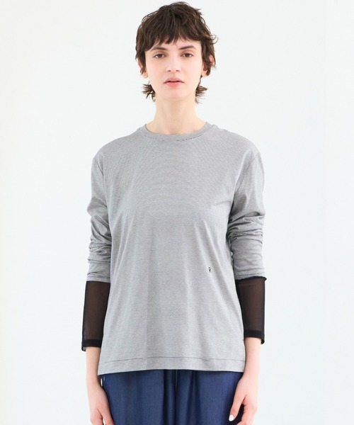 R-ISM（リズム）の「【接触冷感・洗える】ロングスリーブボーダーTシャツ（Tシャツ/カットソー・レディース・ブラック/レッド・4）」の3枚目の写真
