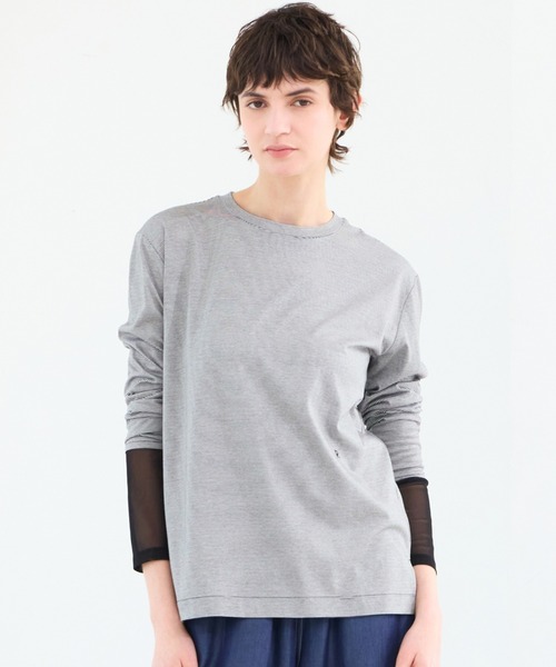 R-ISM（リズム）の「【接触冷感・洗える】ロングスリーブボーダーTシャツ（Tシャツ/カットソー・レディース・ブラック/レッド・4）」の4枚目の写真