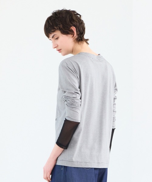 R-ISM（リズム）の「【接触冷感・洗える】ロングスリーブボーダーTシャツ（Tシャツ/カットソー・レディース・ブラック/レッド・4）」の7枚目の写真