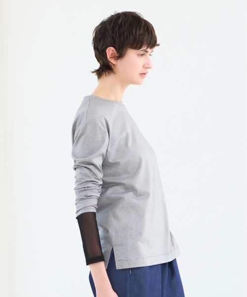 R-ISM（リズム）の「【接触冷感・洗える】ロングスリーブボーダーTシャツ（Tシャツ/カットソー・レディース・ブラック/レッド・4）」の10枚目の写真
