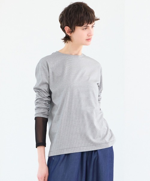 R-ISM（リズム）の「【接触冷感・洗える】ロングスリーブボーダーTシャツ（Tシャツ/カットソー・レディース・ブラック/レッド・4）」の11枚目の写真