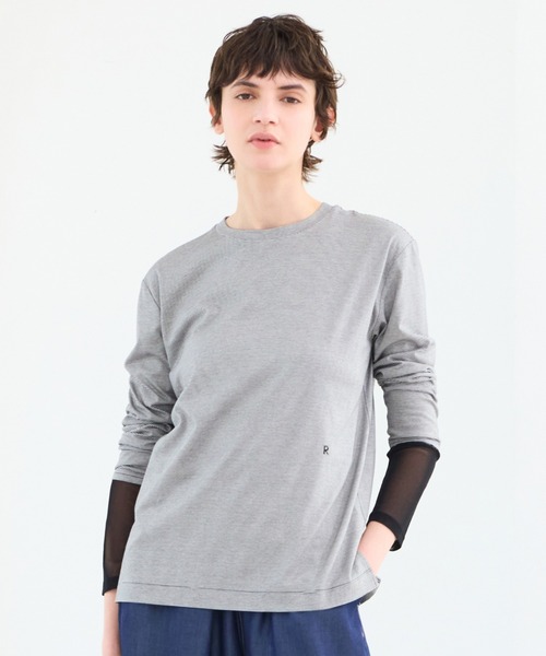 R-ISM（リズム）の「【接触冷感・洗える】ロングスリーブボーダーTシャツ（Tシャツ/カットソー・レディース・ブラック/レッド・4）」の12枚目の写真