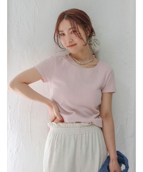 Ungrid(アングリッド)の「ショルダーデザインシアーTee(Tシャツ/カットソー・レディース・イエロー/ピンク/ブルー/チャコールグレー・FREE)」の14枚目の写真