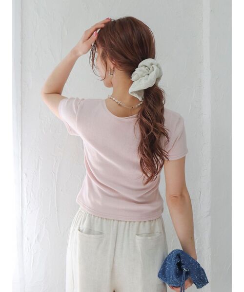 Ungrid(アングリッド)の「ショルダーデザインシアーTee(Tシャツ/カットソー・レディース・イエロー/ピンク/ブルー/チャコールグレー・FREE)」の15枚目の写真