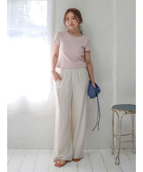 Ungrid(アングリッド)の「ショルダーデザインシアーTee(Tシャツ/カットソー・レディース・イエロー/ピンク/ブルー/チャコールグレー・FREE)」の16枚目の写真