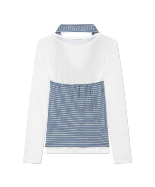 UGLY SHADOW（アグリーシャドウ）の「STRIPED HALTER NECK LAYERED T-SHIRT(BLUE)（Tシャツ/カットソー・レディース・その他・FREE）」の4枚目の写真