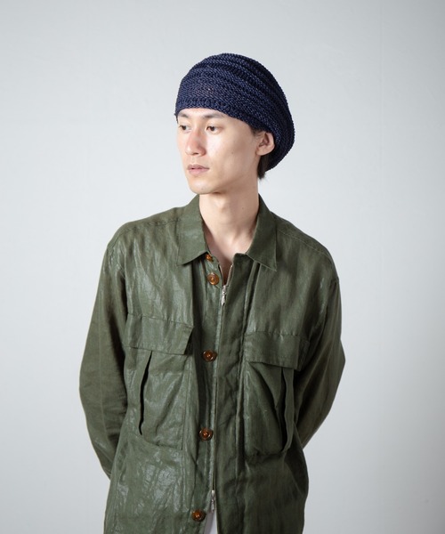 RACAL（ラカル）の「Linen Touch Cotton Knit Tam Beret / 擬麻コットンラスタタムベレー（ニットキャップ/ビーニー・メンズ・ブラック/モカ/ネイビー/イエロー/グリーン/レッド・FREE）」の4枚目の写真