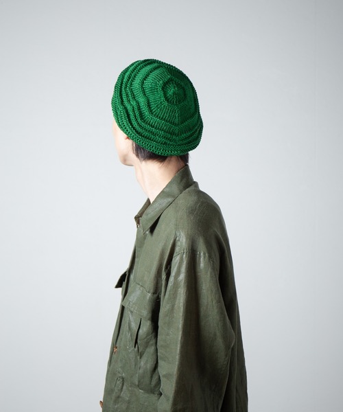 RACAL（ラカル）の「Linen Touch Cotton Knit Tam Beret / 擬麻コットンラスタタムベレー（ニットキャップ/ビーニー・メンズ・ブラック/モカ/ネイビー/イエロー/グリーン/レッド・FREE）」の3枚目の写真