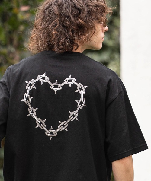 CAMBIO(カンビオ)の「mt10415- ビッグシルエットプリントT(Chain Heart) Tシャツ(2601128MCB)(Tシャツ/カットソー・メンズ・ネイビー/ホワイト/ブラック・XL/L/M/S)」の2枚目の写真