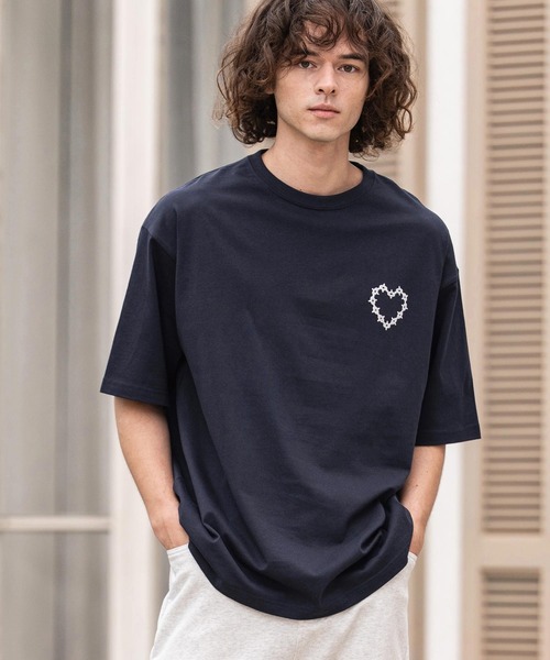 CAMBIO(カンビオ)の「mt10415- ビッグシルエットプリントT(Chain Heart) Tシャツ(2601128MCB)(Tシャツ/カットソー・メンズ・ネイビー/ホワイト/ブラック・XL/L/M/S)」の12枚目の写真