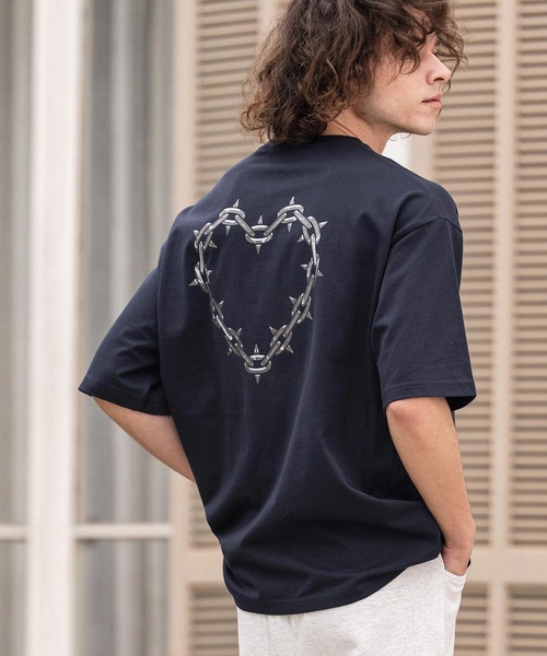 CAMBIO(カンビオ)の「mt10415- ビッグシルエットプリントT(Chain Heart) Tシャツ(2601128MCB)(Tシャツ/カットソー・メンズ・ネイビー/ホワイト/ブラック・XL/L/M/S)」の13枚目の写真