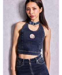 GYDA（ジェイダ）の「GG bijou MOLDチョーカーデニムショートTOPS（タンクトップ）」
