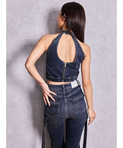 GYDA（ジェイダ）の「GG bijou MOLDチョーカーデニムショートTOPS（タンクトップ・レディース・インディゴブルー/ライトブルー・FREE）」の6枚目の写真