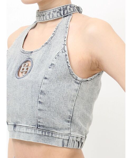 GYDA（ジェイダ）の「GG bijou MOLDチョーカーデニムショートTOPS（タンクトップ・レディース・インディゴブルー/ライトブルー・FREE）」の15枚目の写真