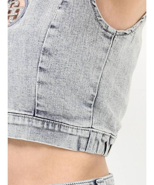 GYDA（ジェイダ）の「GG bijou MOLDチョーカーデニムショートTOPS（タンクトップ・レディース・インディゴブルー/ライトブルー・FREE）」の16枚目の写真