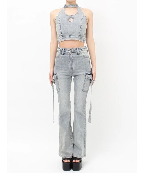 GYDA（ジェイダ）の「GG bijou MOLDチョーカーデニムショートTOPS（タンクトップ・レディース・インディゴブルー/ライトブルー・FREE）」の18枚目の写真