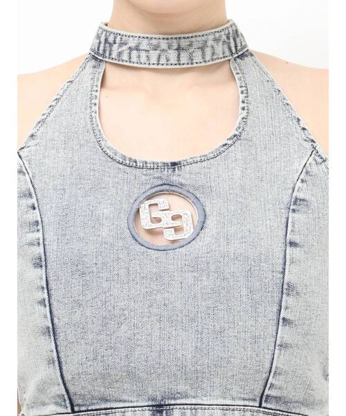 GYDA（ジェイダ）の「GG bijou MOLDチョーカーデニムショートTOPS（タンクトップ・レディース・インディゴブルー/ライトブルー・FREE）」の20枚目の写真