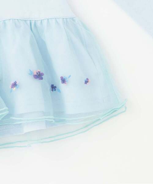 ANNA SUI mini（アナスイ・ミニ）の「【人気商品再入荷】【直営店で取り扱い無し】裾ペプラムチュール長袖Tシャツ（Tシャツ/カットソー・キッズ・ライトブルー/ホワイト・85-95cm/105-115cm）」の4枚目の写真