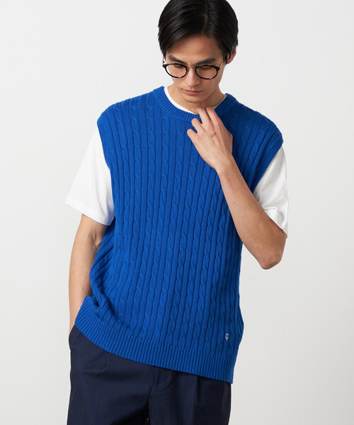COMME CA ISM（コムサイズム）の「ケーブルニットベスト（ニット/セーター・メンズ・ブルー/オフホワイト/ネイビー・FREE）」の3枚目の写真