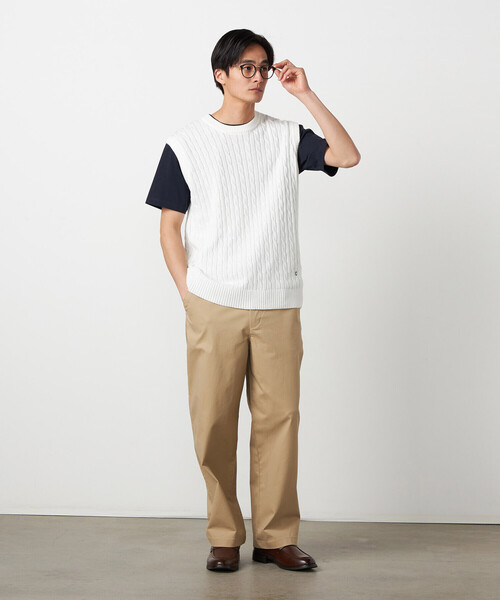 COMME CA ISM（コムサイズム）の「ケーブルニットベスト（ニット/セーター・メンズ・ブルー/オフホワイト/ネイビー・FREE）」の4枚目の写真