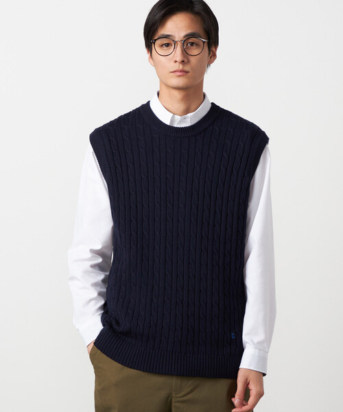 COMME CA ISM（コムサイズム）の「ケーブルニットベスト（ニット/セーター・メンズ・ブルー/オフホワイト/ネイビー・FREE）」の11枚目の写真