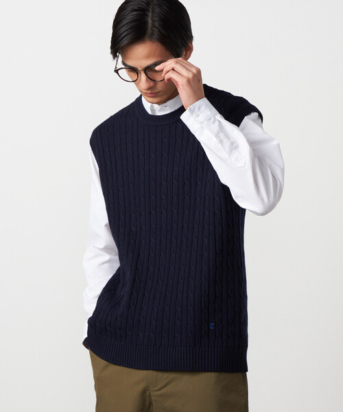 COMME CA ISM（コムサイズム）の「ケーブルニットベスト（ニット/セーター・メンズ・ブルー/オフホワイト/ネイビー・FREE）」の12枚目の写真