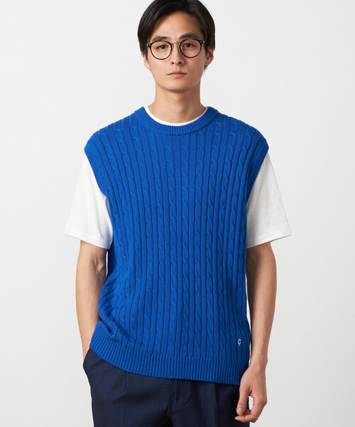 COMME CA ISM（コムサイズム）の「ケーブルニットベスト（ニット/セーター・メンズ・ブルー/オフホワイト/ネイビー・FREE）」の16枚目の写真
