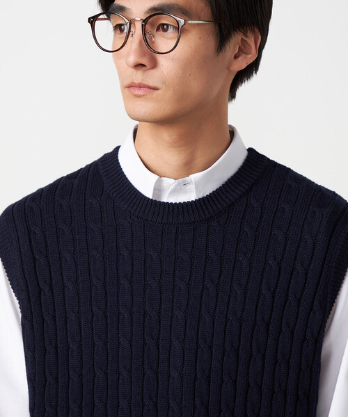 COMME CA ISM（コムサイズム）の「ケーブルニットベスト（ニット/セーター・メンズ・ブルー/オフホワイト/ネイビー・FREE）」の21枚目の写真