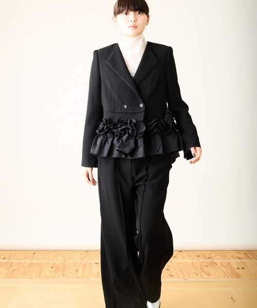 Ranerrh(ラネリ)の「ワイドフルレングスパンツ【入卒式・結婚式】【セットアップ展開有】【オフィス/ビジネス/デイリーにも使える】(その他パンツ・レディース・ブラック・40/38)」の9枚目の写真