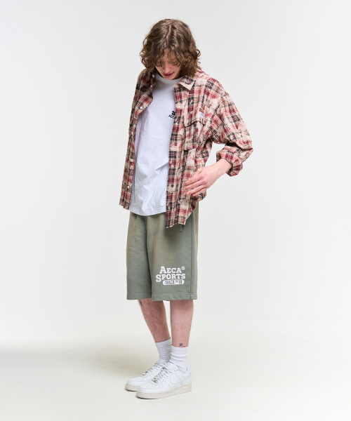 AECA(エイカ)の「WASHED CUT-OFF HEM SWEAT SHORTS-GREEN(その他パンツ・メンズ・その他・S/M/L/XL)」の8枚目の写真