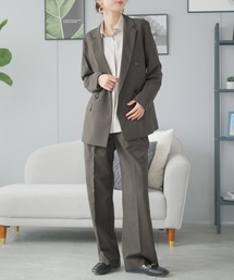 festinalente（フェスティナレンテ）の「【洗える】テックリネン ダブルジャケット タックワイドセットアップ（スーツセット）」