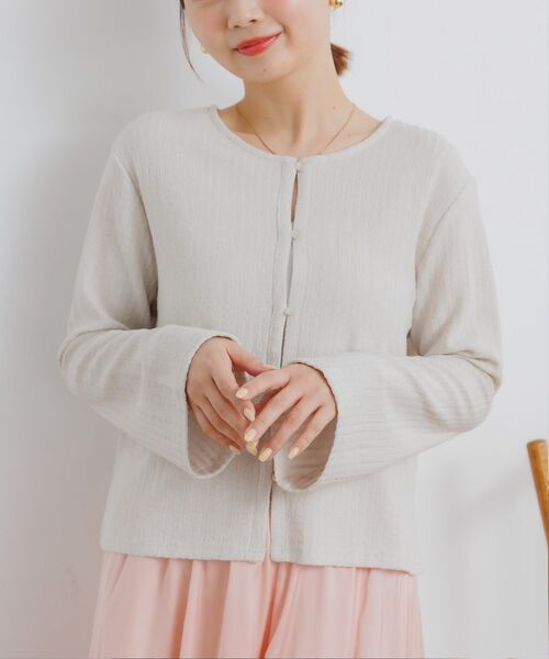 RETRO GIRL（レトロガール）の「カットリブカーディガン（カーディガン/ボレロ・レディース・ブルー/ナチュラル/ブラウン・FREE）」の2枚目の写真