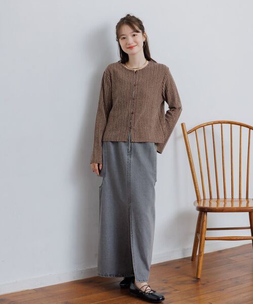 RETRO GIRL（レトロガール）の「カットリブカーディガン（カーディガン/ボレロ・レディース・ブルー/ナチュラル/ブラウン・FREE）」の14枚目の写真