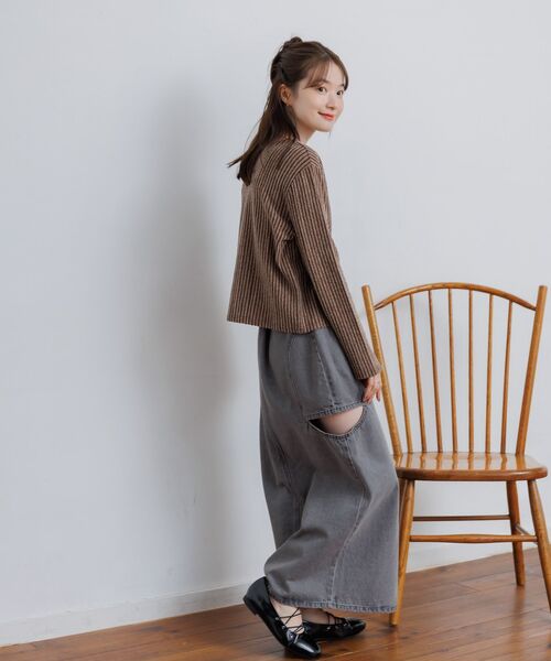 RETRO GIRL（レトロガール）の「カットリブカーディガン（カーディガン/ボレロ・レディース・ブルー/ナチュラル/ブラウン・FREE）」の17枚目の写真
