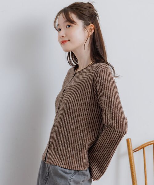 RETRO GIRL（レトロガール）の「カットリブカーディガン（カーディガン/ボレロ・レディース・ブルー/ナチュラル/ブラウン・FREE）」の19枚目の写真