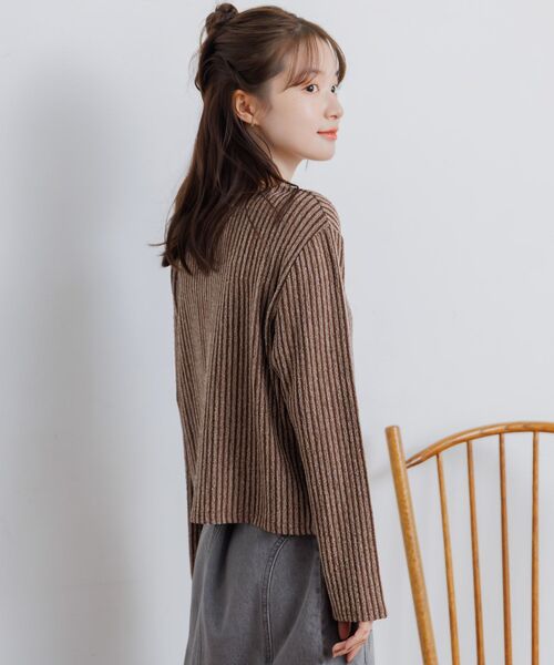 RETRO GIRL（レトロガール）の「カットリブカーディガン（カーディガン/ボレロ・レディース・ブルー/ナチュラル/ブラウン・FREE）」の21枚目の写真