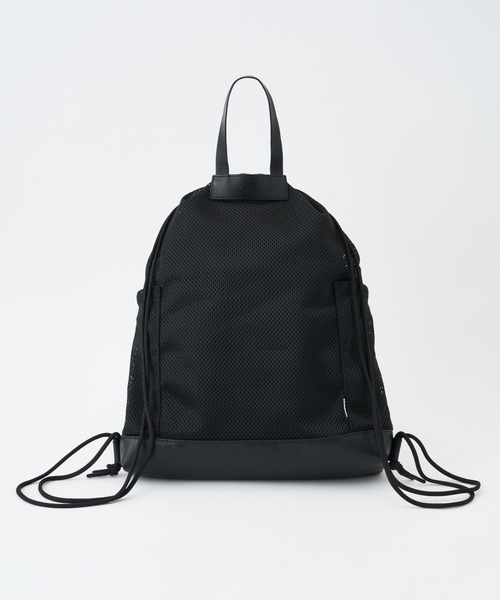 ADAM PATEK（アダムパテック）の「【ADAMPATEK/アダムパテック】Leather mesh drawstring bag メッシュ巾着バッグ（バックパック/リュック・メンズ・ブラック・FREE）」の4枚目の写真