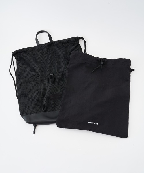 ADAM PATEK（アダムパテック）の「【ADAMPATEK/アダムパテック】Leather mesh drawstring bag メッシュ巾着バッグ（バックパック/リュック・メンズ・ブラック・FREE）」の9枚目の写真