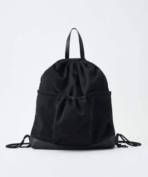 ADAM PATEK（アダムパテック）の「【ADAMPATEK/アダムパテック】Leather mesh drawstring bag メッシュ巾着バッグ（バックパック/リュック・メンズ・ブラック・FREE）」の3枚目の写真