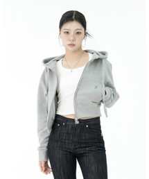 W Basic Crop Hood Zip Up