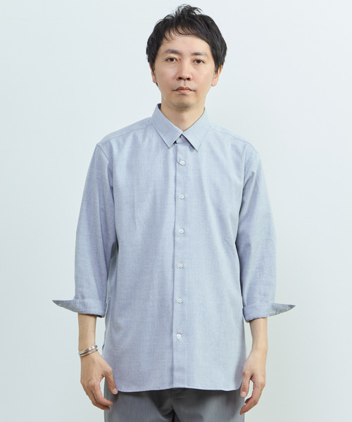 MEN'S MELROSE（メンズメルローズ）の「リネンライクエステル レギュラーカラー8分袖シャツ（シャツ/ブラウス・メンズ・ブルー/サックスブルー/グリーン/イエロー・3/2）」の5枚目の写真