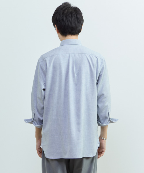 MEN'S MELROSE（メンズメルローズ）の「リネンライクエステル レギュラーカラー8分袖シャツ（シャツ/ブラウス・メンズ・ブルー/サックスブルー/グリーン/イエロー・3/2）」の7枚目の写真