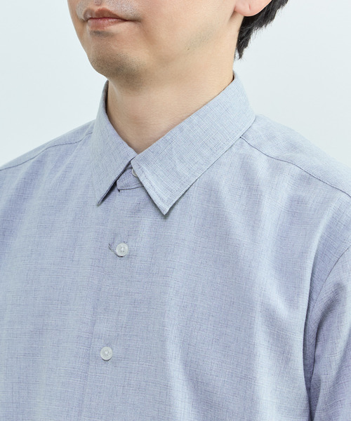 MEN'S MELROSE（メンズメルローズ）の「リネンライクエステル レギュラーカラー8分袖シャツ（シャツ/ブラウス・メンズ・ブルー/サックスブルー/グリーン/イエロー・3/2）」の9枚目の写真