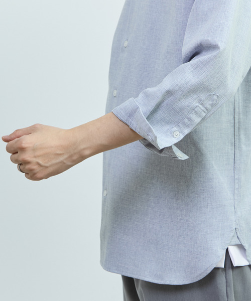 MEN'S MELROSE（メンズメルローズ）の「リネンライクエステル レギュラーカラー8分袖シャツ（シャツ/ブラウス・メンズ・ブルー/サックスブルー/グリーン/イエロー・3/2）」の10枚目の写真