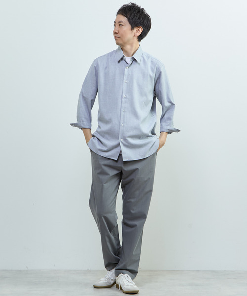 MEN'S MELROSE（メンズメルローズ）の「リネンライクエステル レギュラーカラー8分袖シャツ（シャツ/ブラウス・メンズ・ブルー/サックスブルー/グリーン/イエロー・3/2）」の18枚目の写真