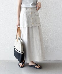 SHIPS any:〈洗濯機可能〉コットン リネン Aライン ラップ スカート