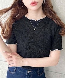 フラワーレース配色メローカットソー
