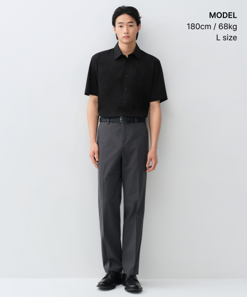 MUSINSA STANDARD（ムシンサスタンダード）の「ベーシック半袖ドレスシャツ[ブラック]（シャツ/ブラウス・メンズ・その他・SMALL/MEDIUM/LARGE/X-LARGE/2XL）」の2枚目の写真