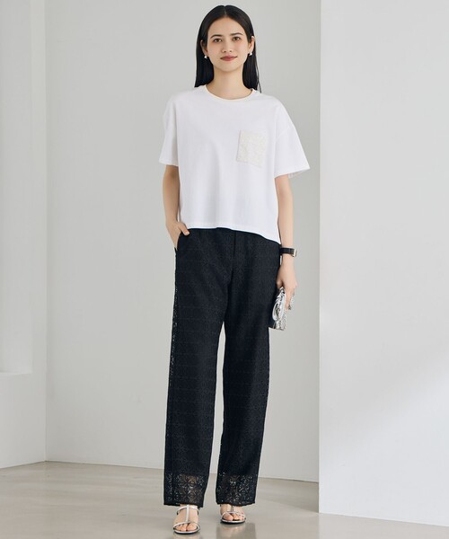 自由区(ジユウク)の「スパングルポケットTシャツ(Tシャツ/カットソー・レディース・アイボリー系/ブラック系/ブラウン系・38)」の5枚目の写真