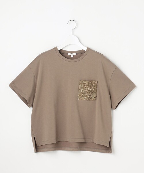 自由区(ジユウク)の「スパングルポケットTシャツ(Tシャツ/カットソー・レディース・アイボリー系/ブラック系/ブラウン系・38)」の7枚目の写真